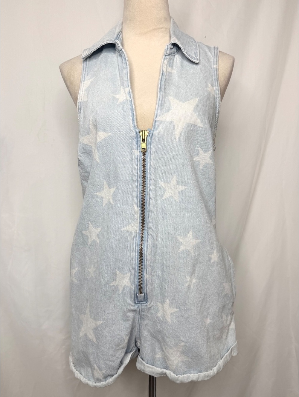 Show Me Your Mumu Reno Star Denim Romper M 100% Cotton